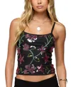 Edikted Beaded Floral Embroidered Tank Top In Black