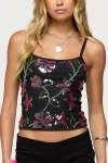 Edikted Sequin Beaded Floral Camisole In Black