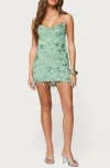 Edikted Embellished Fringed Backless Mini Dress In Green