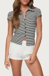 Edikted Beau Stripe Rib Button-up Shirt In Multi