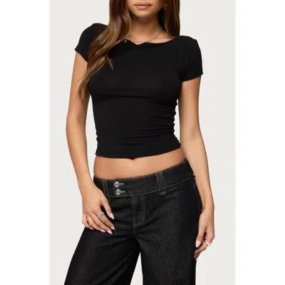Edikted Becca Boat Neck T-shirt In Black