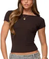 Edikted Becca Boat Neck T-shirt In Black