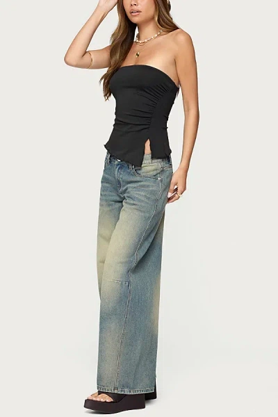 Edikted Belinda Asymmetric Tube Top In Black