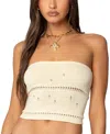 Edikted Belline Knit Strapless Top In Yellow