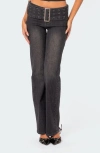 Edikted Belted Jeans In Black-washed