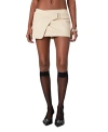 Shop Edikted Belted Mini Wrap Skirt In Beige