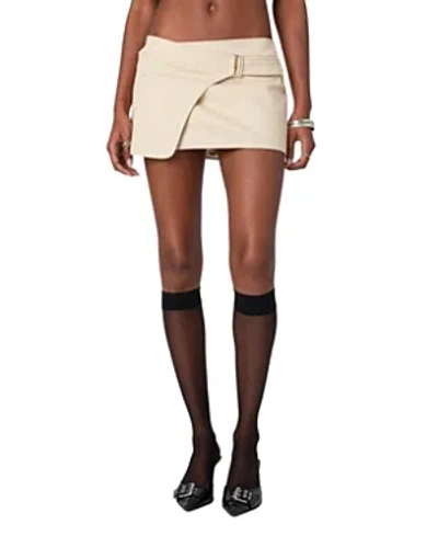 Edikted Belted Mini Wrap Skirt In Beige