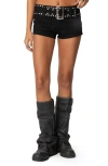 Edikted Belted Stretch Cotton Micro Shorts In Black