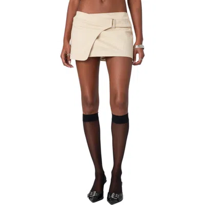 Edikted Belted Mini Wrap Skirt In Beige