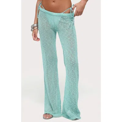 Edikted Bena Knit Flare Pants In Green