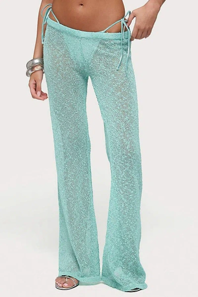 Edikted Bena Textured Knit Flared Pants In Turquoise, Women's At Urban Outfitters In Blue