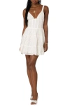 EDIKTED EDIKTED BENNETT CORSET EYELET COTTON FIT & FLARE MINIDRESS