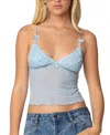Edikted Berkley Lace Trim Sheer Mesh Camisole In Light Blue