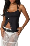 Edikted Berlin Asymmetric Split Front Camisole In Black