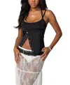 Edikted Berlin Asymmetric Split Front Camisole In Black