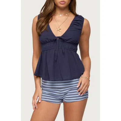 Edikted Bertha Sleeveless Babydoll Top In Blue
