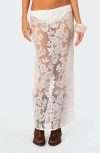 Edikted Bess Sheer Lace Cover-up Maxi Skirt In White