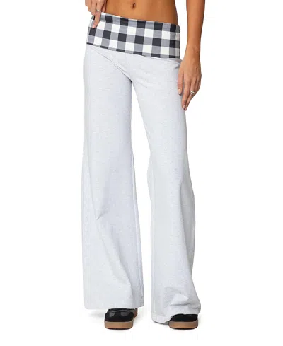 EDIKTED BETH GINGHAM FOLD OVER PANTS