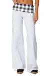 EDIKTED EDIKTED BETH PLAID WIDE LEG FOLDOVER PANTS