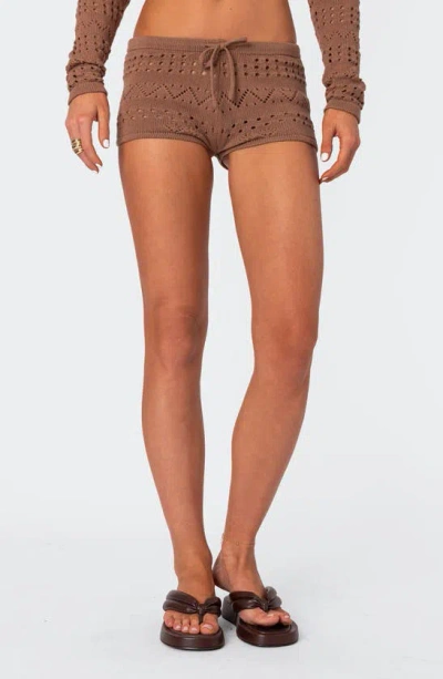 EDIKTED BETSY OPEN STITCH TIE FRONT SWEATER SHORTS