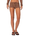 Edikted Betsy Open Stitch Tie Front Sweater Shorts In Brown