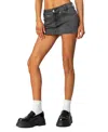 Edikted Bev Stretch Denim Miniskirt In Black Washed