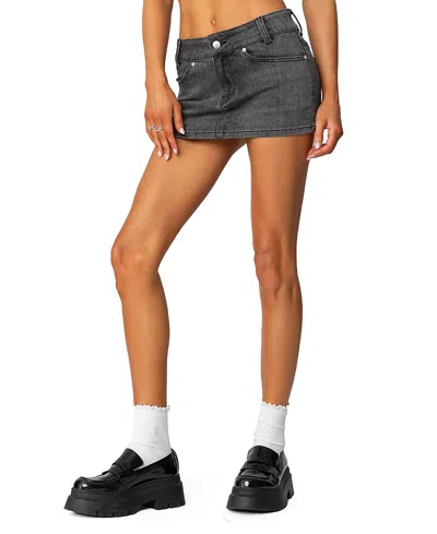 EDIKTED BEV STRETCHY DENIM MICRO SKIRT