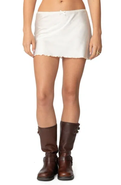 Edikted Bexley Satin Miniskirt In White