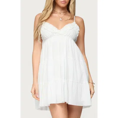 EDIKTED EDIKTED BIANCA COTTON TIERED BABYDOLL MINIDRESS