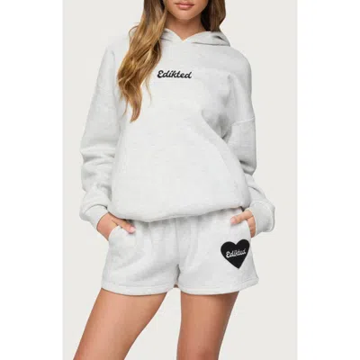 Edikted Big Love Embroidered Hoodie In White