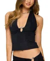 Edikted Billey Metal Ring Halter Top In Black