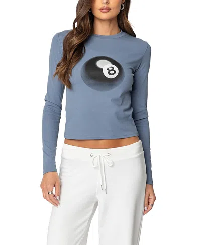 Edikted Billiard Long Sleeve Tee In Blue