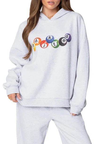 Edikted Billiard Oversize Hoodie In Gray-melange