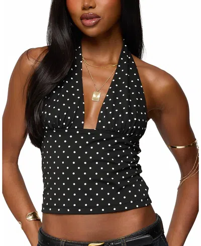 Edikted Blaire Polka Dot Halter Top In Multi