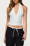 Edikted Blaire Polka Dot Halter Top In White