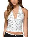 Edikted Blaire Polka Dot Halter Top In White
