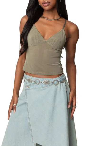 Edikted Blake Mesh Camisole In Green