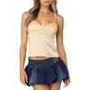 Edikted Blanca Lace Trim Satin Camisole In Yellow