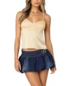 Edikted Blanca Lace Trim Satin Camisole In Yellow
