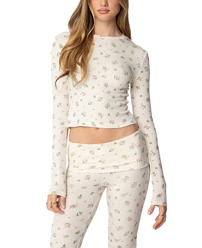 Edikted Bloom Baby Top In Cream