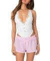 Edikted Bloom Lace Trim Ribbed Bodysuit In White