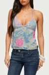 Edikted Bloomey Printed Backless Halter Top In Multi