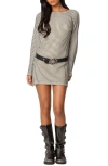 Edikted Boat Neck Long Sleeve Minidress In Cream