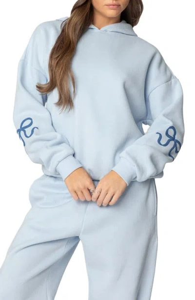 Edikted Bonney Bow Oversize Hoodie In Blue