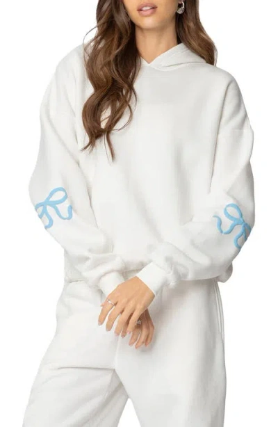 Edikted Bonney Bow Oversize Hoodie In Cream