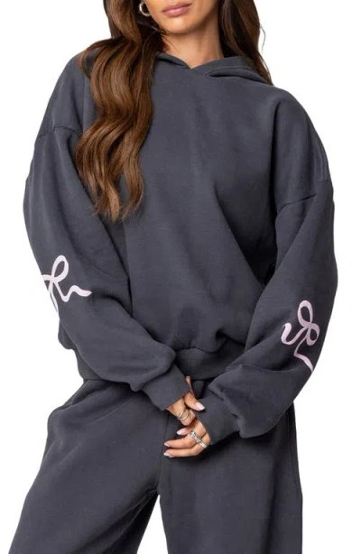 Edikted Bonney Bow Oversize Hoodie In Dark Gray