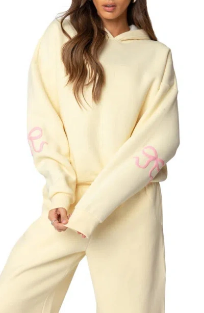Edikted Bonney Bow Oversize Hoodie In Yellow