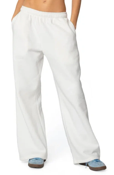 Edikted Bonney Bow Wide Leg Sweatpants In Cream