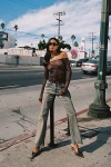 Edikted Boot Cut Low Rise Mud Washed Jeans In Blue/vintage/washed, Women's At Urban Outfitters