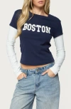 Edikted Boston Layered Long Sleeve T-shirt In Blue